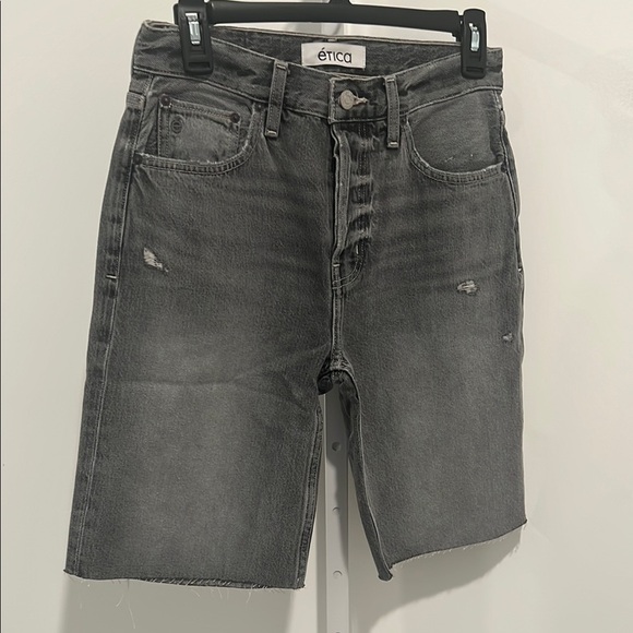 Etica Denim - Etica Gray Jean Shorts High-Waisted Distressed